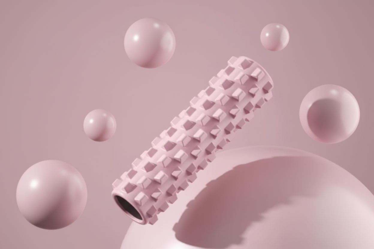 Muscleify Yoga Foam Roller & Block Set – 45cm Muscle Massage & Pilates Tool - Light Pink